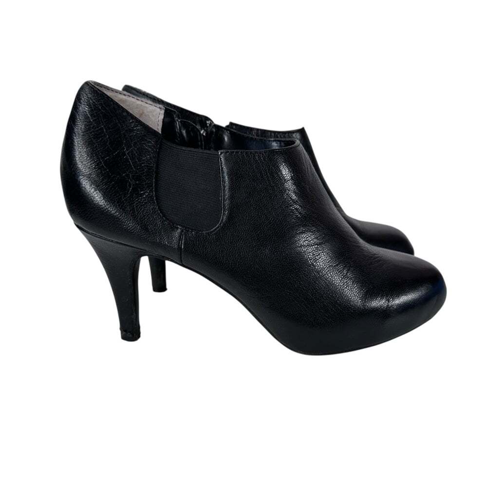 Me Too Megan Black Heeled Ankle Boots Bootie 6M Chiccore